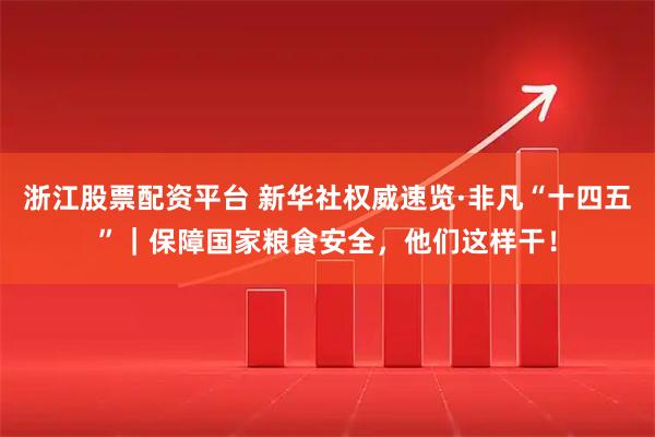 浙江股票配资平台 新华社权威速览·非凡“十四五”｜保障国家粮食安全，他们这样干！